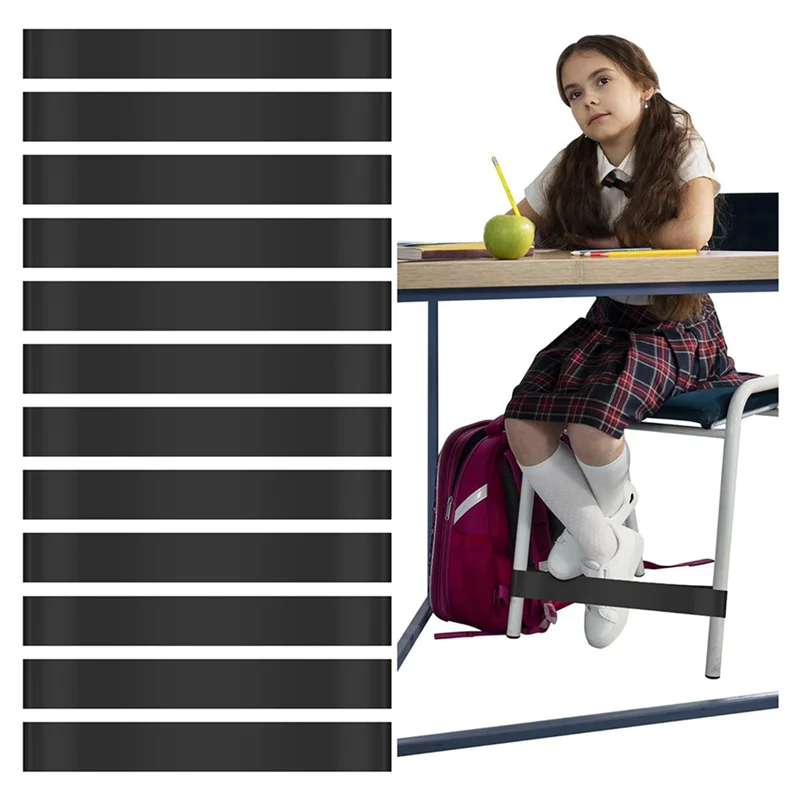 24 Buah Pita Kursi Untuk Anak-Anak Dengan Kaki Yang Menggelisah Untuk Kursi Alat ADHD Tempat Duduk Fleksibel Untuk Ruang Kelas Sekolah Dasar (Hitam)