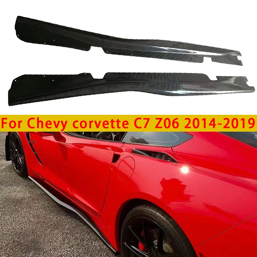 For Chevy corvette C7 Z06 2014-2019 Carbon Fiber Side Skirt Splitters Cupwings Winglets Canards Apron Bumper Side Skirts body ki