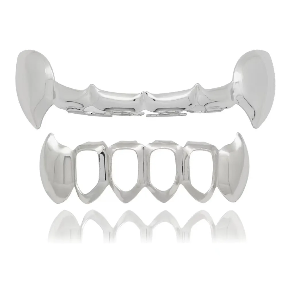 Hip-hop copper-plated tiger teeth half-bite retainer men women with Halloween false teeth props accessories teeth jewelry