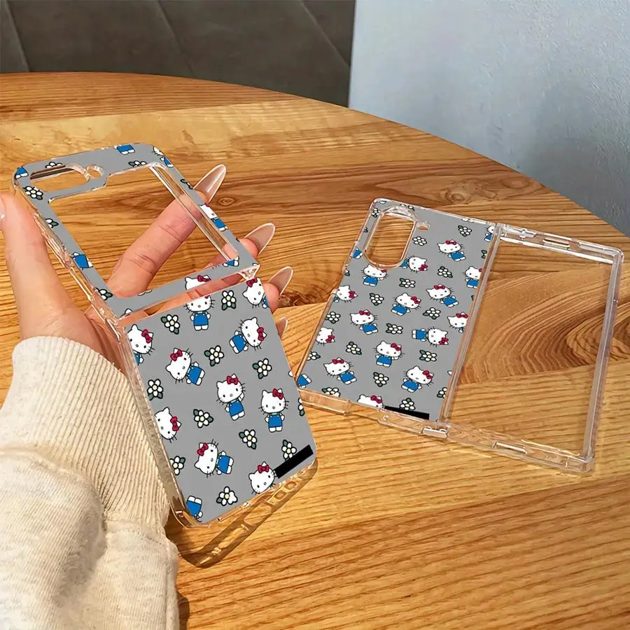Case for Samsung Galaxy Z Fold 8 Ultra ZFold8Ultra Z Flip 6 5 4 3 Z Fold 7 6 5 4 3 Transparent Soft Phone Cover Cartoon Kitty