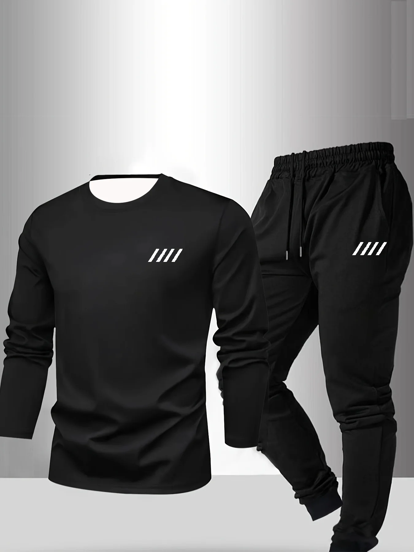 

2025 Basic New Autumn And Winter Men's Casual And Comfortable Long Sleeved T-shirt Set Fashionable Logo Home Clothes Gift