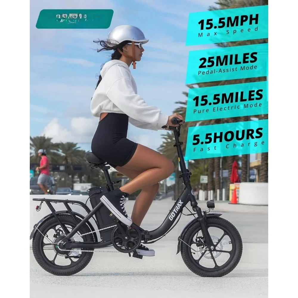 

Electric Bike,15.5Mph Power 350W Motor, Folding E-Bike with Removable Battery, Front Suspension and Commuter, Electric Bicycle