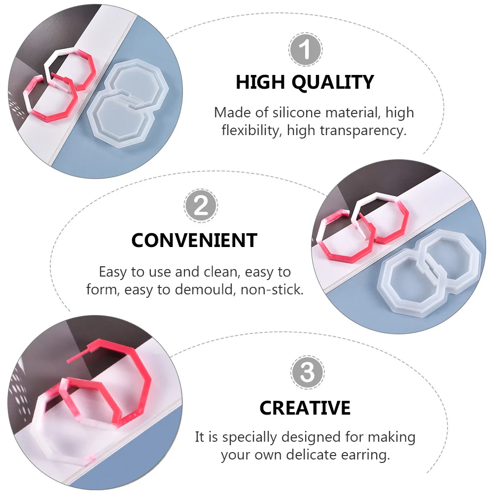 

2Pcs Silicone Earring Molds DIY Jewelry Making Tool Durable Practical Flexible Reusable Casting Kit Earring Mold