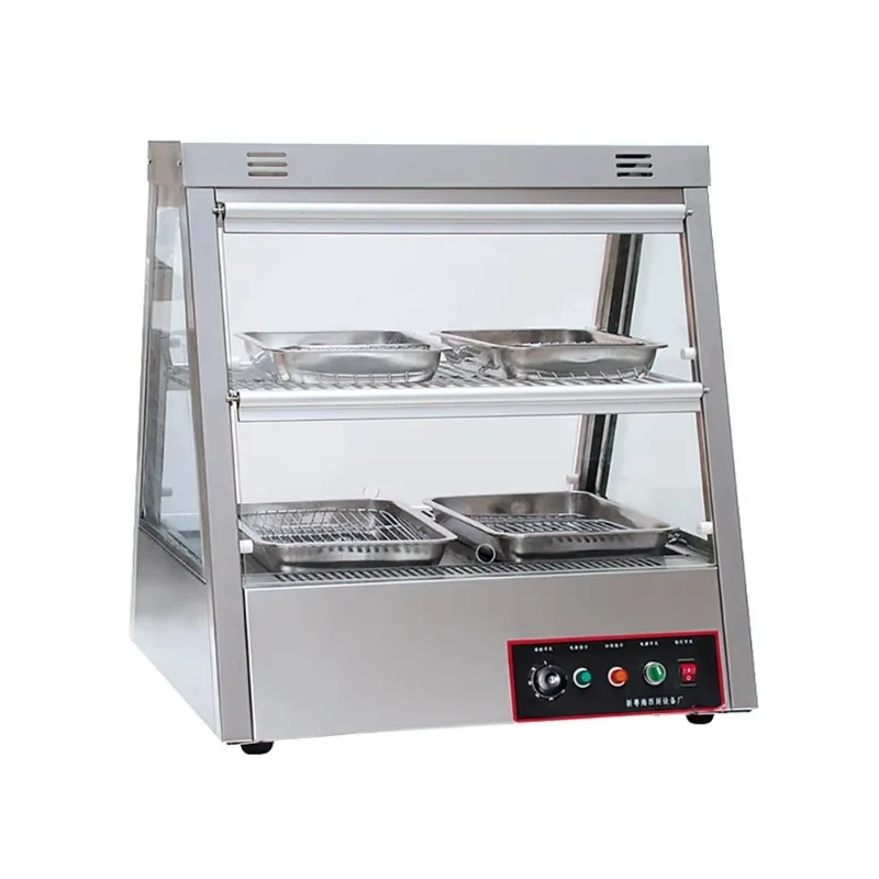 2 Layer Electric Food Warmer Display showcase Commercial Glass Insulation Cabinet c001