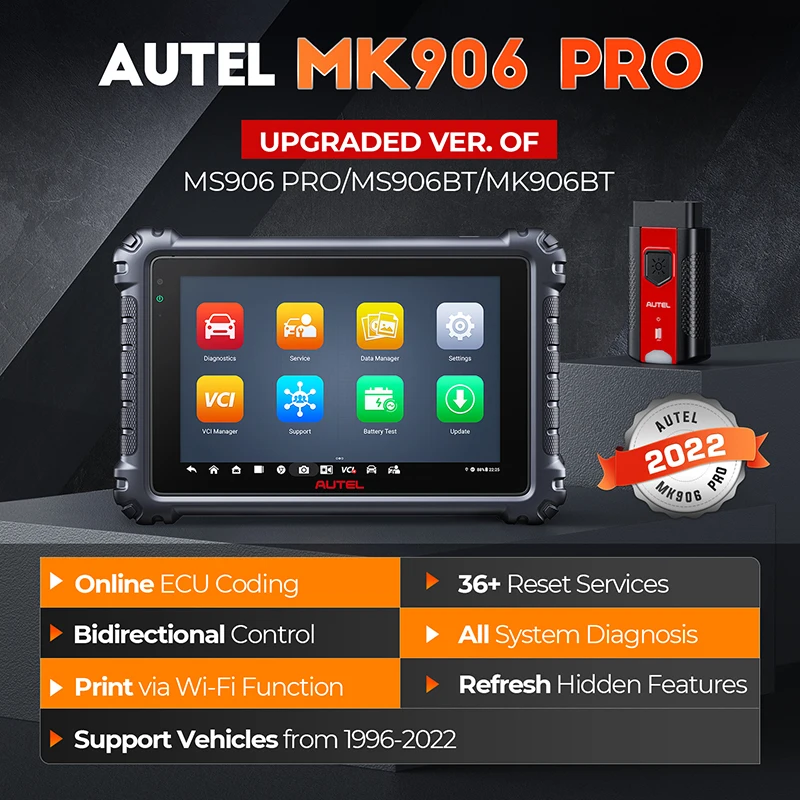 Autel MK906PRO Car Diagnostic Tool Bi-Directional Scanner CAN FD DOIP Support Upgraded MK906BT MS906BT ECU Coding