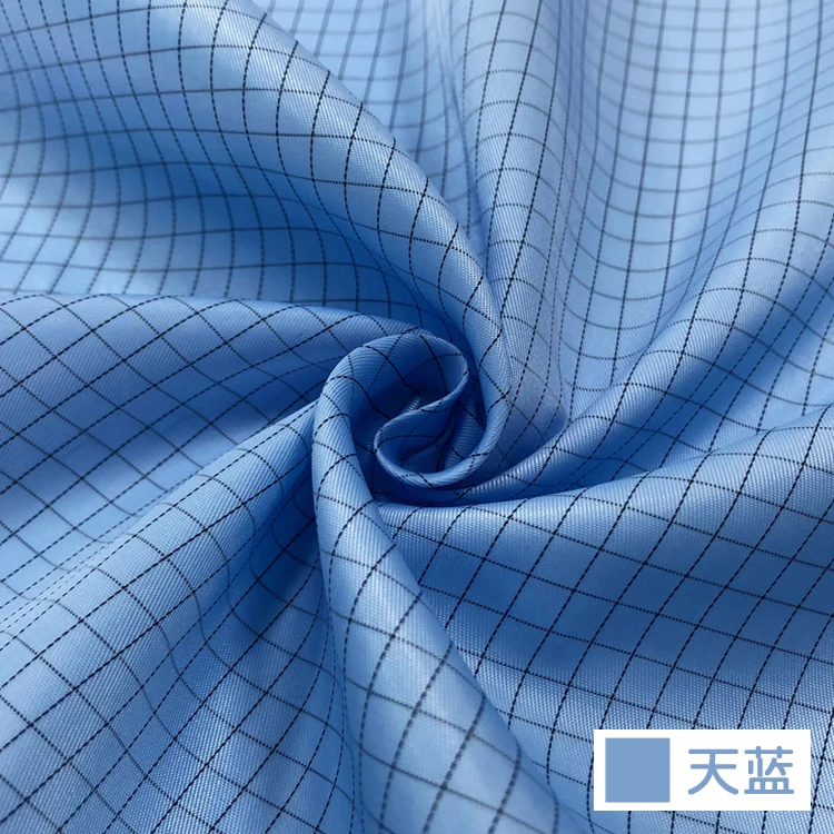 Antistatische kledingstoffen Apparatuur ESD Polyester Stofvrije stof Werkkledingstof 5 mm rasterkoolstof Geleidende stof van koolstofvezel