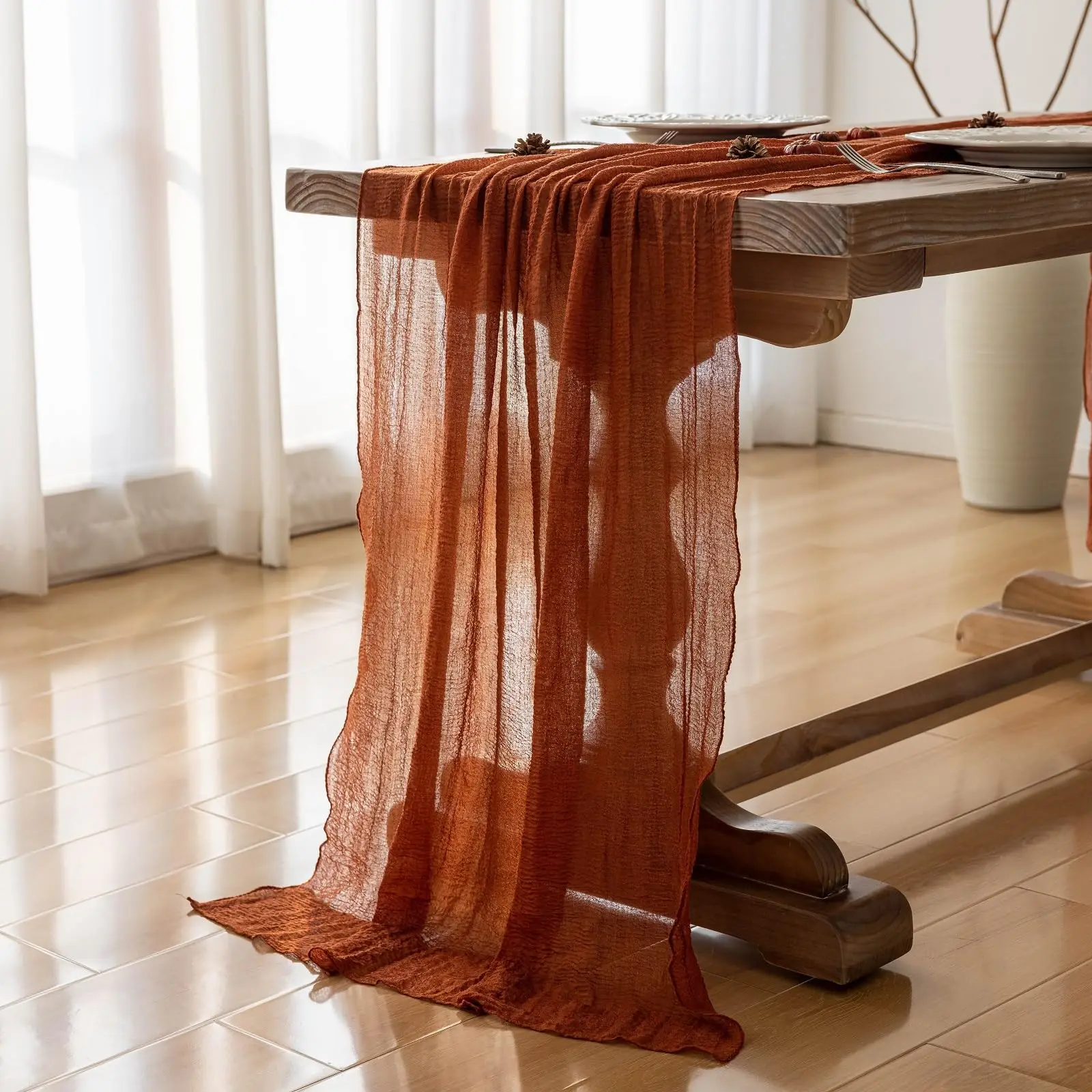 Cheesecloth Table Runner Sage Green Gauze 120 Inch 10 FT Rustic Boho Cheese Cloth Table Runner for Centerpiece Home Decorations