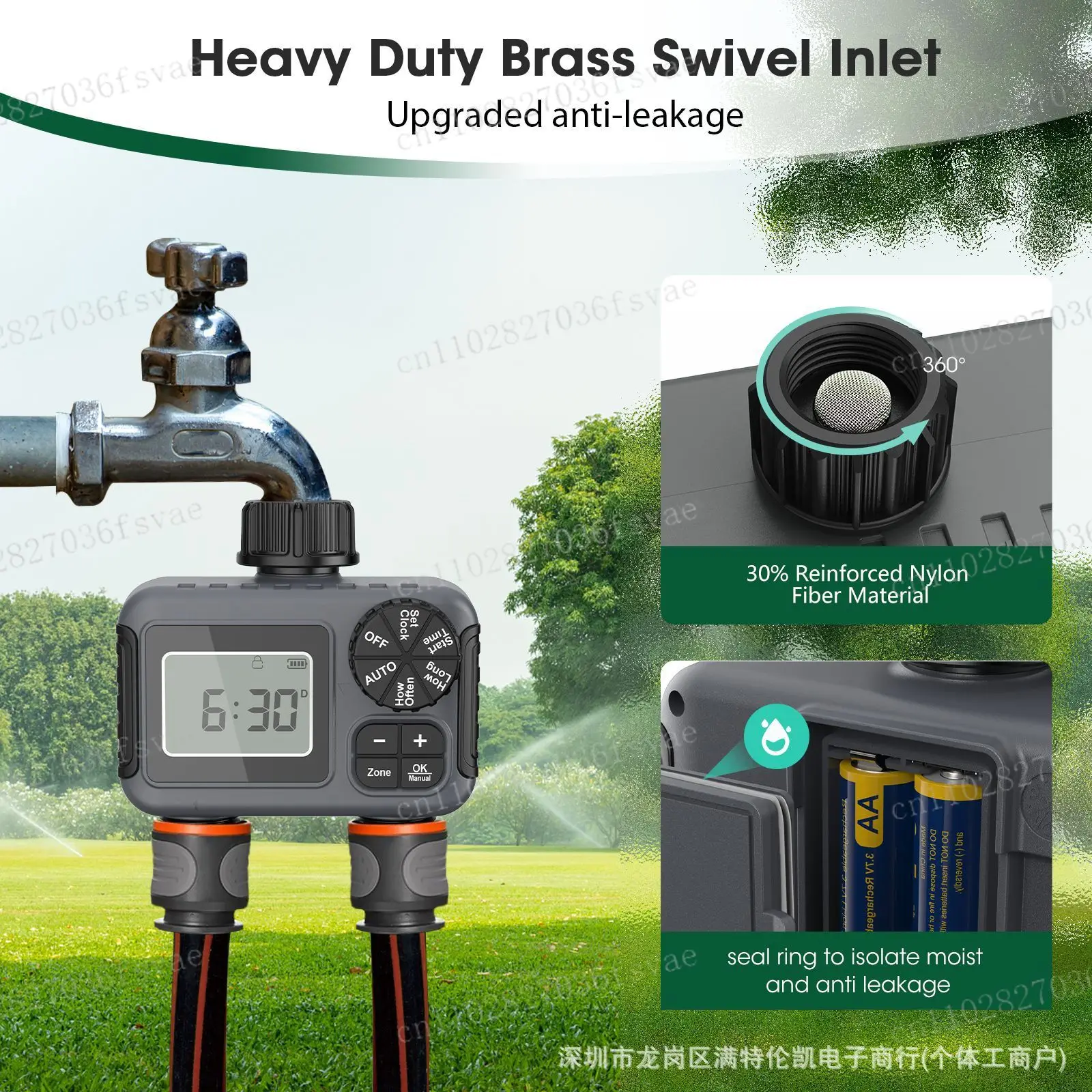 

Таймер полива, двухканальный водяной клапан, уличный интеллектуальный контроллер полива для сада, автоматическое устройство для полива цветов