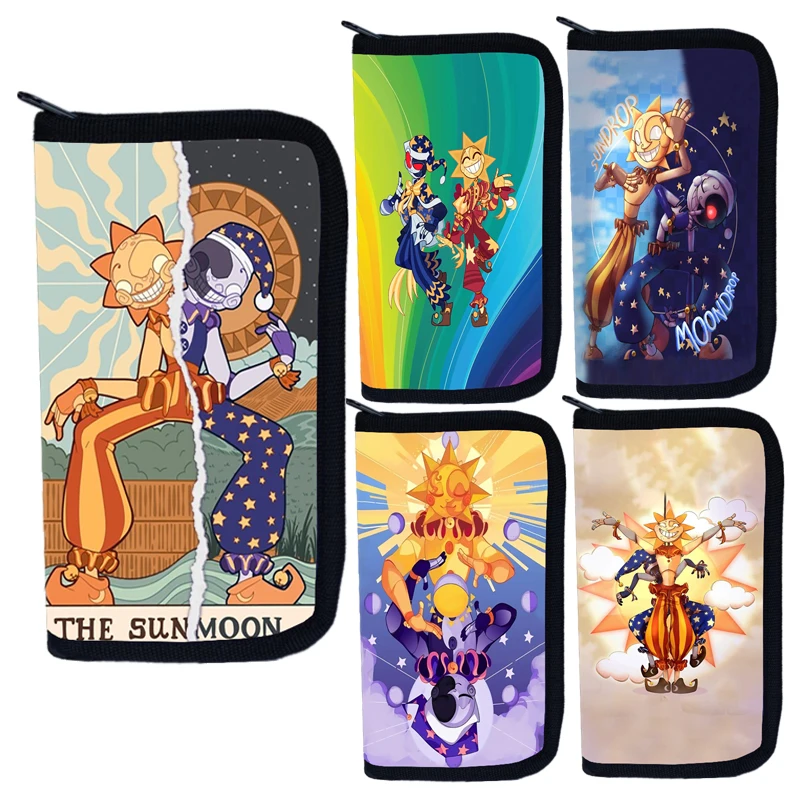 Cartoon Security Breach Sunrise BOSS Long Wallets Fnaf Sundrop Moondrop Money Cards Holder Purse for Men Boy Kids