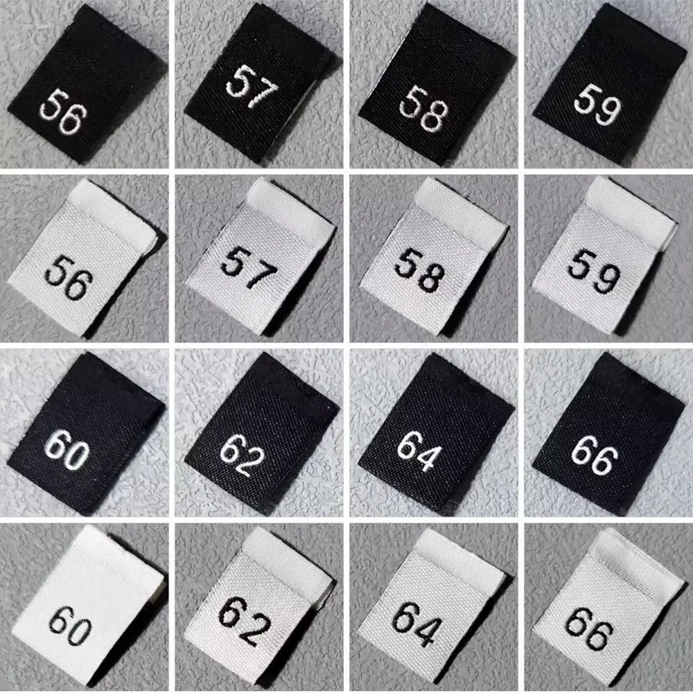 200pcs 40-135 Kids Number Size Labels for Garment  Black/White/ Polyester Woven Folded Labels Clothes Sewing Tags 35*12MM LB-037