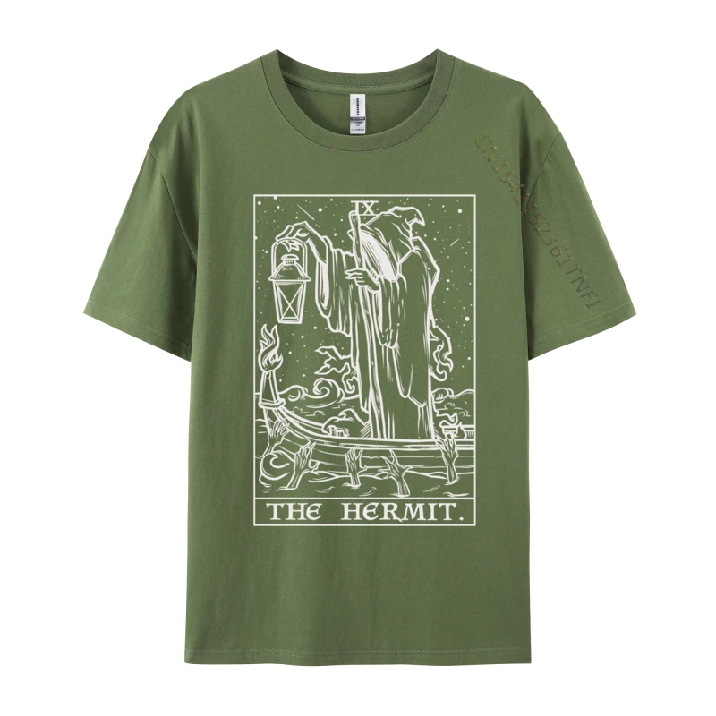 The Hermit Tarot Card Gothic Halloween Grim Reaper Occult 2024 Men's T Shirt Casual Normal Tops Shirt Cotton Printed On Tshirts