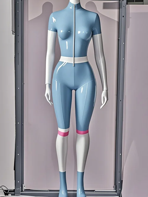 

Латексный резиновый комбинезон Gummi, модное клубное боди, обтягивающее светло-голубое и белое униформа, костюм для косплея, ручная работа
