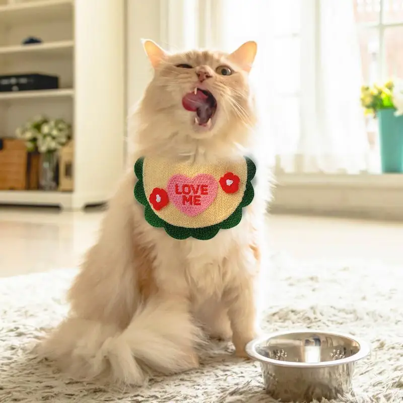 강아지 턱받이 귀여운 유행 개 스카프, 손으로 짠 고양이 강아지 목걸이, 편안한 조절 가능한 애완 동물 스카프 의상