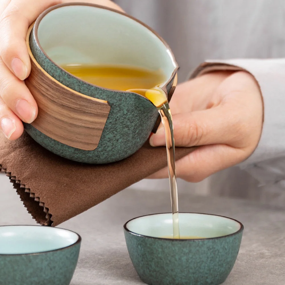

Ceramic Teacup Set Portable Household Teaware Creative Home Kung Fu Jar Wood Travel Mugs Safe Reliable Practical Tea