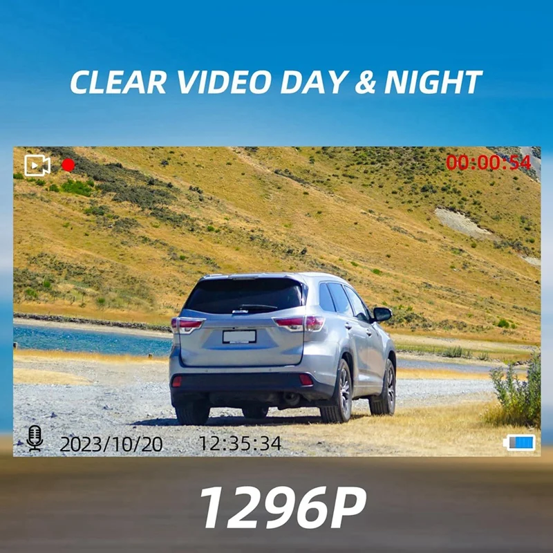 Kamera dasbor mobil 1080P ringkas dengan layar IPS 1,47 inci, parkir 24 jam, Rekam Loop, perekam DVR g-sensor