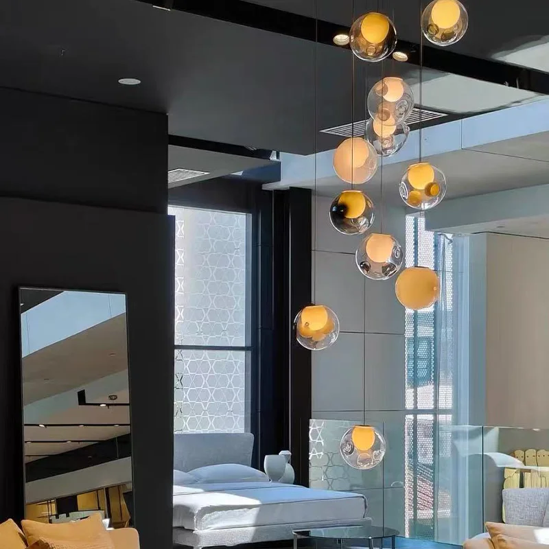 Designer light living room ceiling chandelier, suitable for dining room decoration, dimmable, coloured glass lustre
