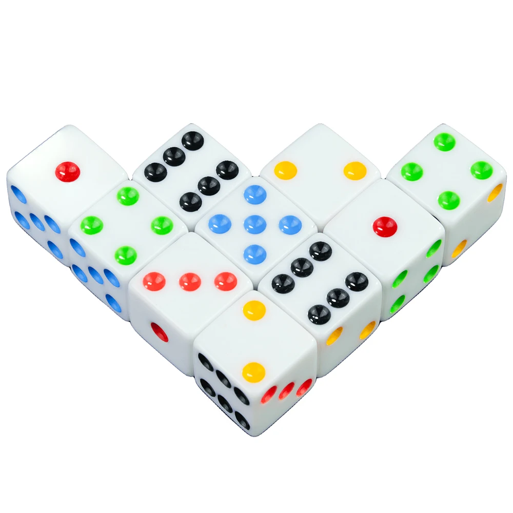 D6 الأبيض لعبة النرد 10 قطعة 16 مللي متر الترفيه الاكريليك أداة القمار النرد