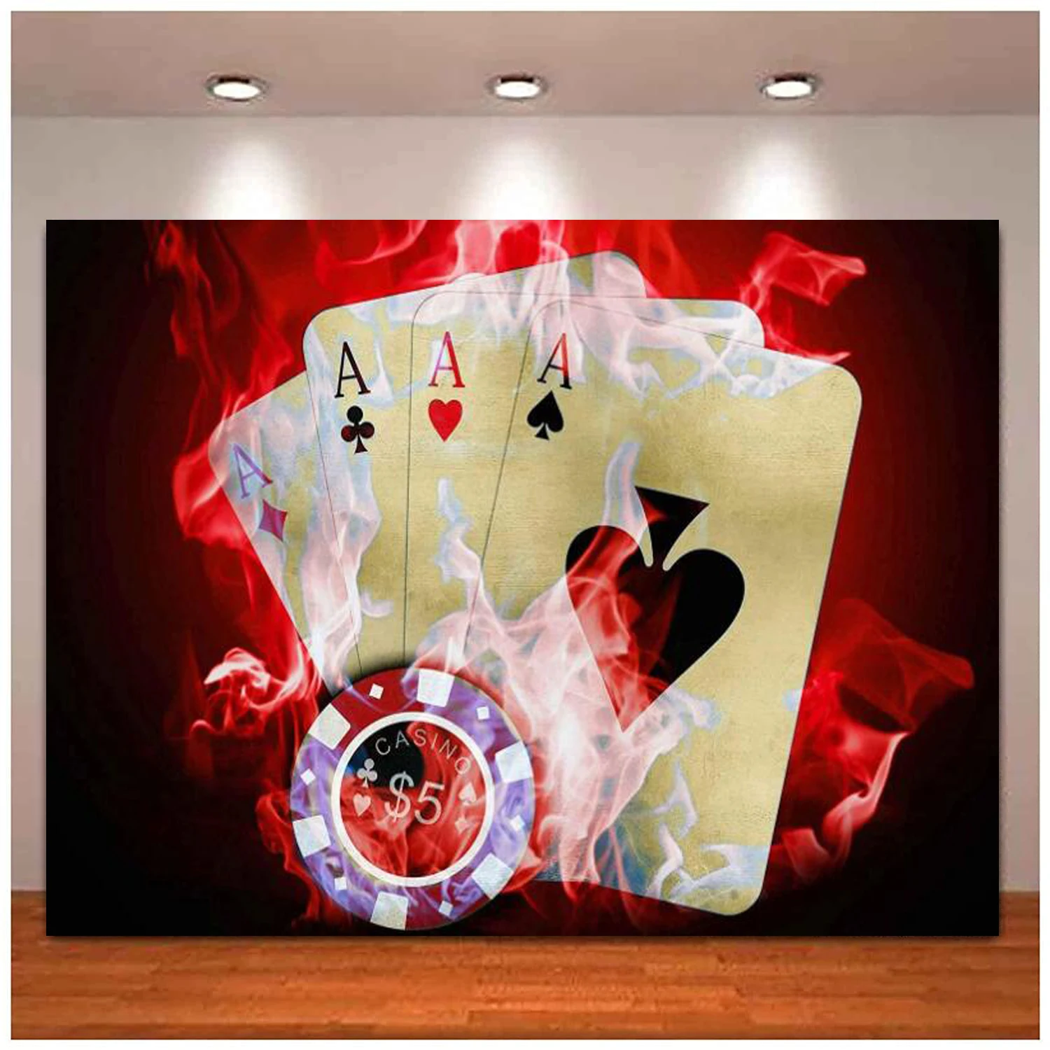 

Casino Poker Photo Photography Backdrop Texas Hold’em Poker Red Mist Background Themed Party Photo Booth Studio Props