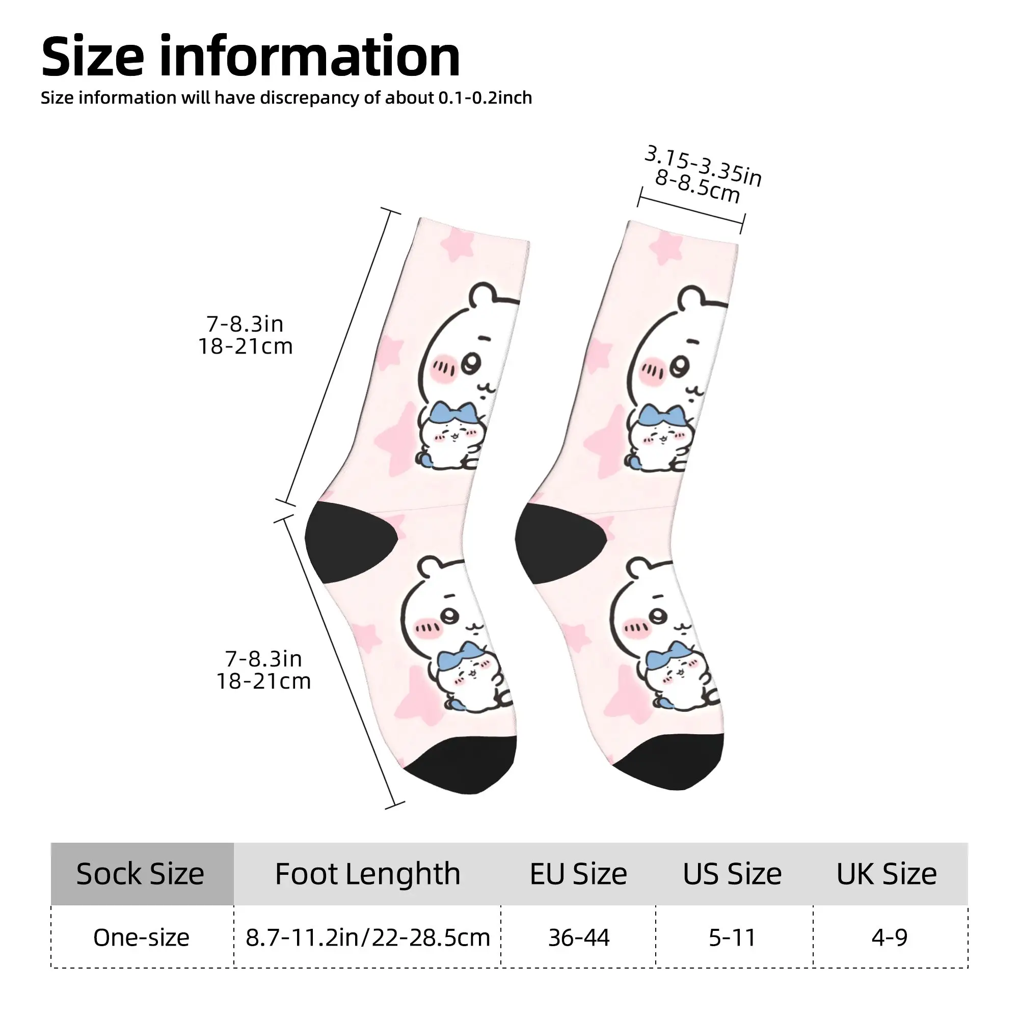 Kaus Kaki Chiikawa Hachiware Anti Selip untuk Pria, Kaus Kaki Skateboard Lembut dan Bernapas, Kaus Kaki Motif Fashion Musim Dingin