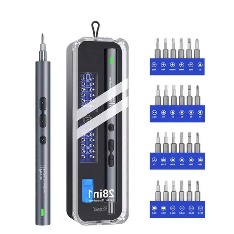 T19C Cordless Rechargeable Mini Electric Screwdriver Set-28-In-1 For Laptop For Phone Repair