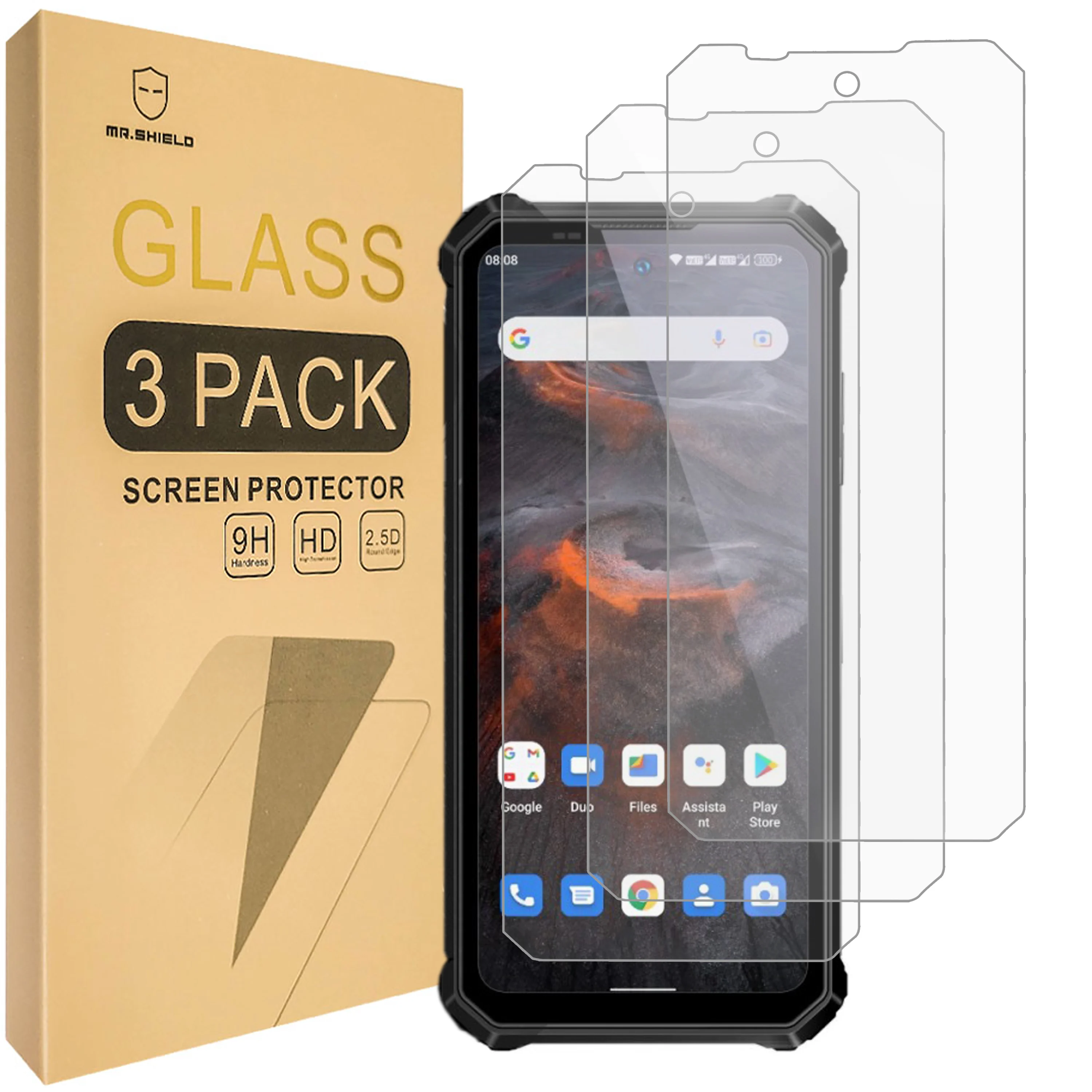 Mr.Shield [3-Pack] Screen Protector For Oukitel WP19 / WP19 Pro / WP17 [Tempered Glass] [9H Hardness] Screen Protector