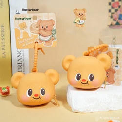Exquisite Butter Bear Coin Wallet Earphone Bag Keychain Pendant Cartoon Lip Smile Cream Bear Animal Stereo Storage Bag Key Chain