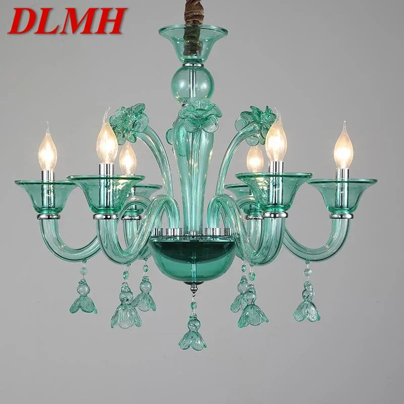 DLMH European Pendent Lamp Green Candle Lamp Luxury Art Living Room Restaurant BedroomVilla Hotel KTV Chandelier