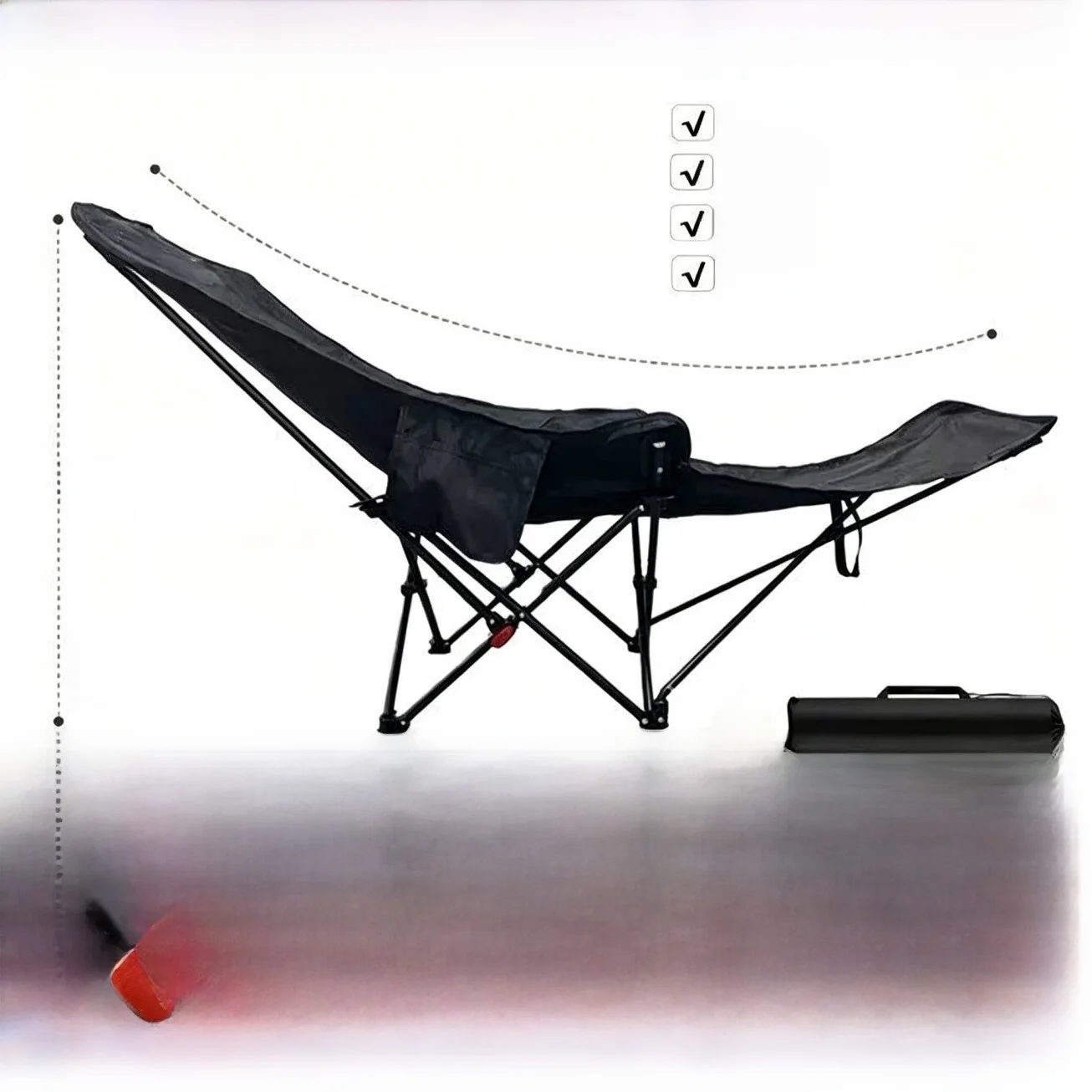 Portable Moon Shaped Folding Chair Three Adjustable Settings Camping Beach Lounger Reclining Bed for Nap Outdoor Leisure
