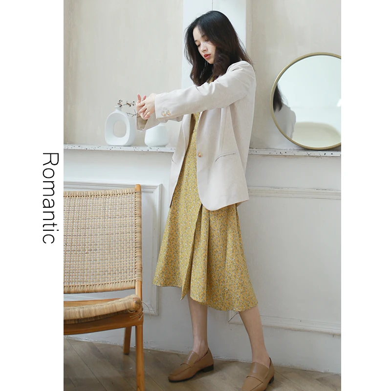 

Ele Chic Sle Light Beige Tailored Suit Jaet Faionable Trendy Women's Premium Quali Outerwear Autumn Collection