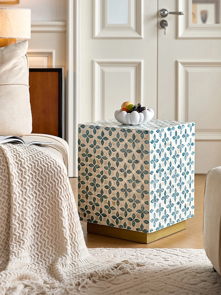 Luxury Four Leaf Clover Pattern Handmade Seashell Coffee Table Creative Living Room Sofa Side Tables Stool Furniture Nightstand