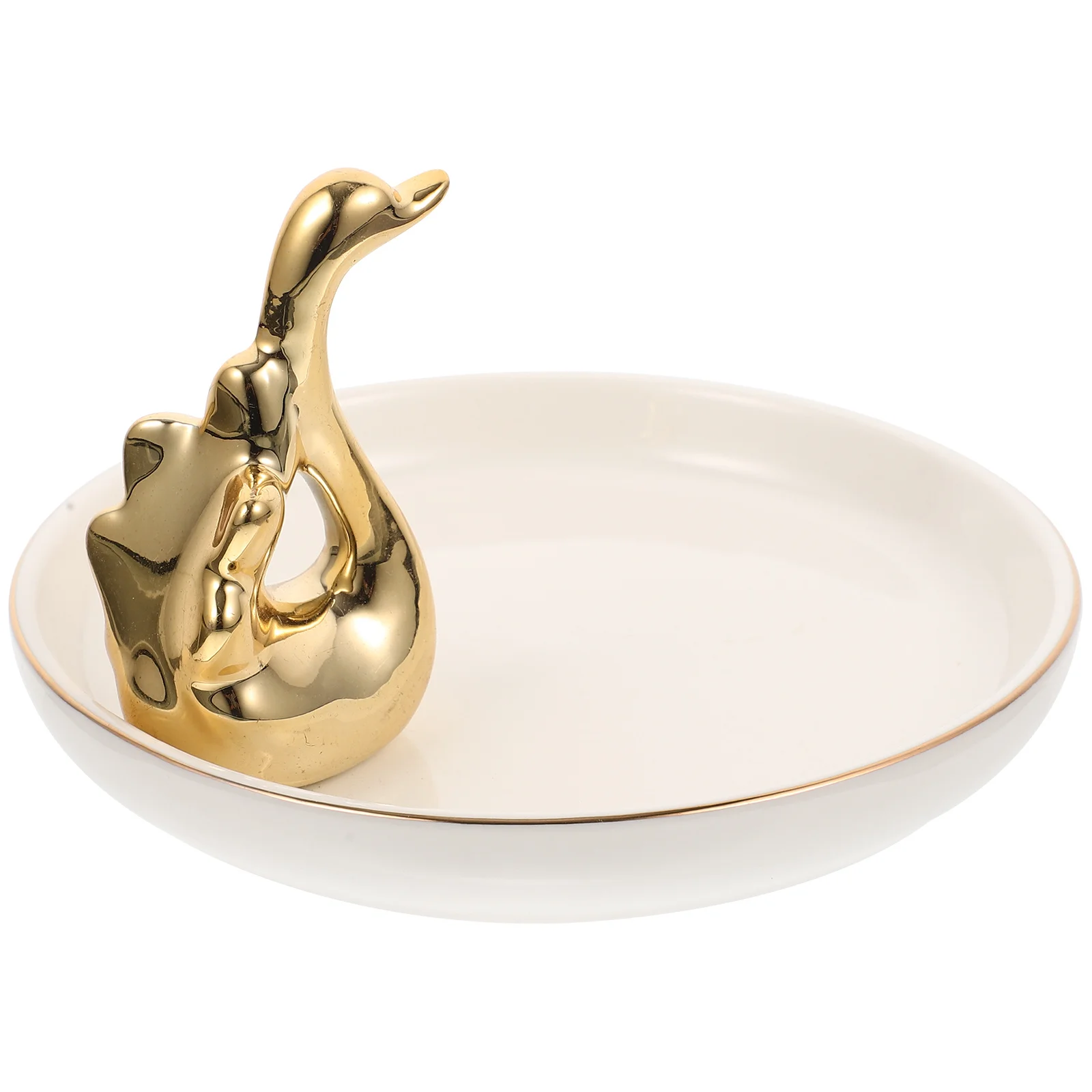 Stylowa ceramiczna taca na biżuterię w kształcie łabędzia, organizer na naszyjniki dla kobiet, talerzyk na biżuterię, dekoracja na biurko, prezent urodzinowy.