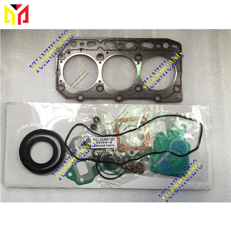 3D84-3 Overhaul Gasket Kit Set for Yanmar Ym719136-92601 Excavator Engine