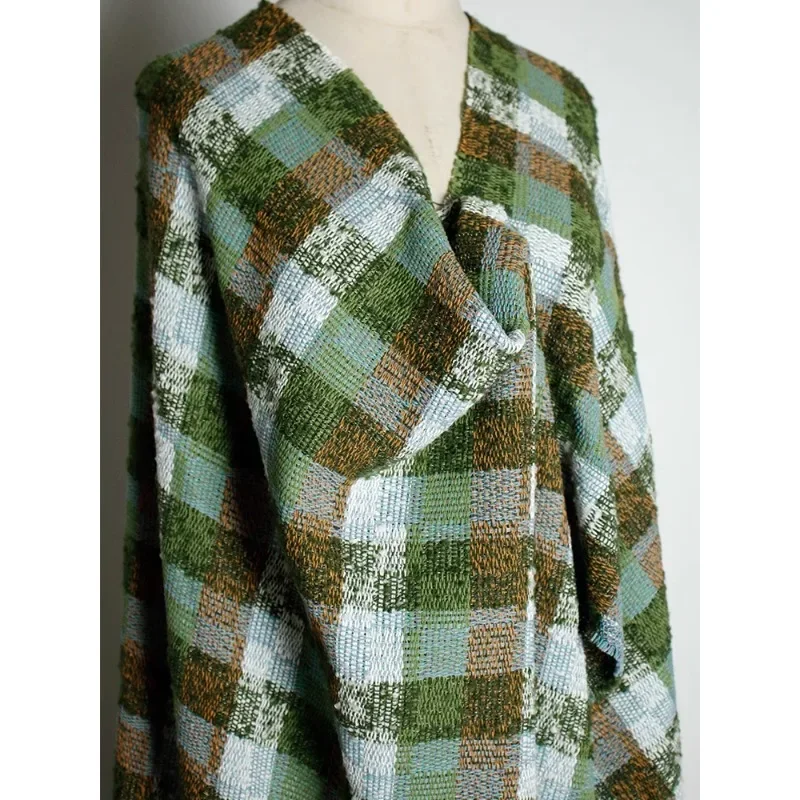 Searching for Soft and Thick Plaid Fabric Matcha Green High-end Autumn and Winter Skirts Shirts Scarves  Designers Fabrics