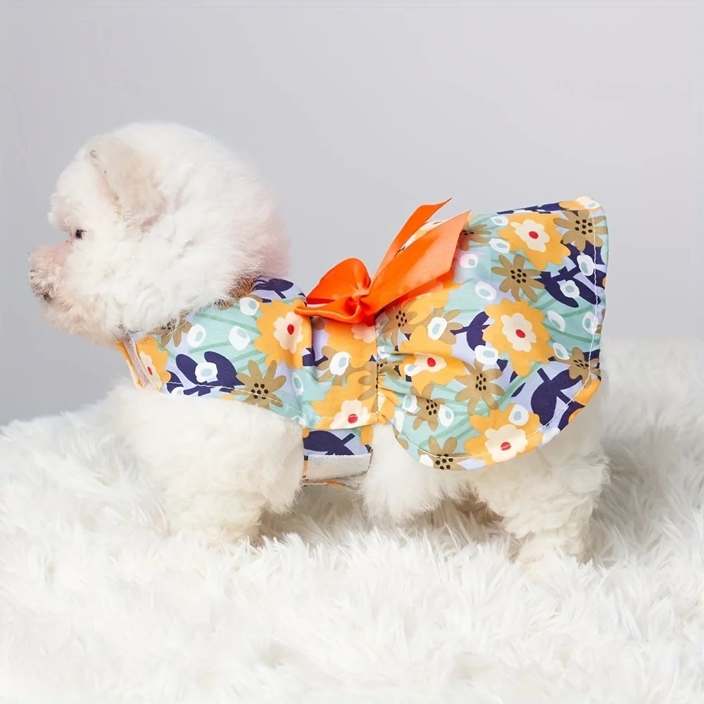 Summer Thin Dog Clothes Flower Print Princess Dress Fashion Pet Dresses For Small Medium Large Dog