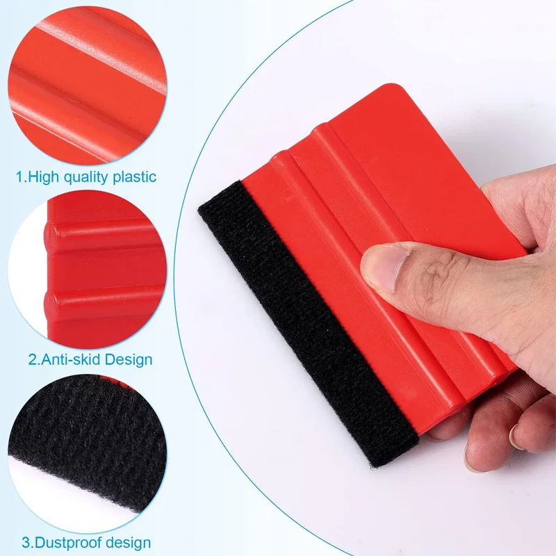 1Pc Plastic Squeegee with Felt Edge Car Vinyl Wrap Scraper Felt Squeegee Wrapping Tool Decal Applicator Wallpaper Smoothing Tool