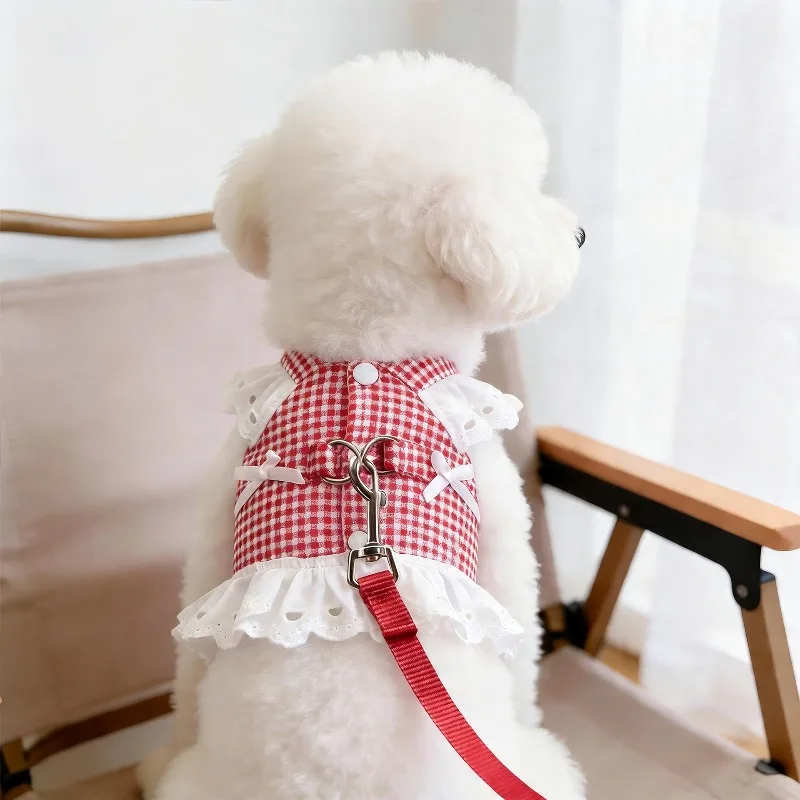 Pet dog vest type chest and back leash Summer dog walking leash Small dog does not restrain the neck Yorkshire Maltese