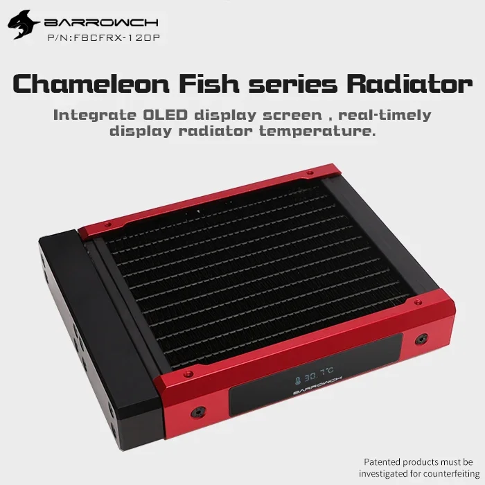 Barrowch Chameleon Fish Modular 120/240/360/480mm Radiator With OLED Display POM/Acrylic Inlet Module Suitable For 12CM Fan