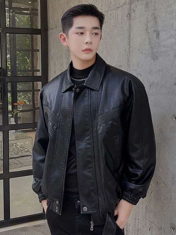 

Мужское свободное пальто-пилот American Sle Motorcycle Jaet, повседневное пальто с отложным воротником, длинная застежка-молния, цвет