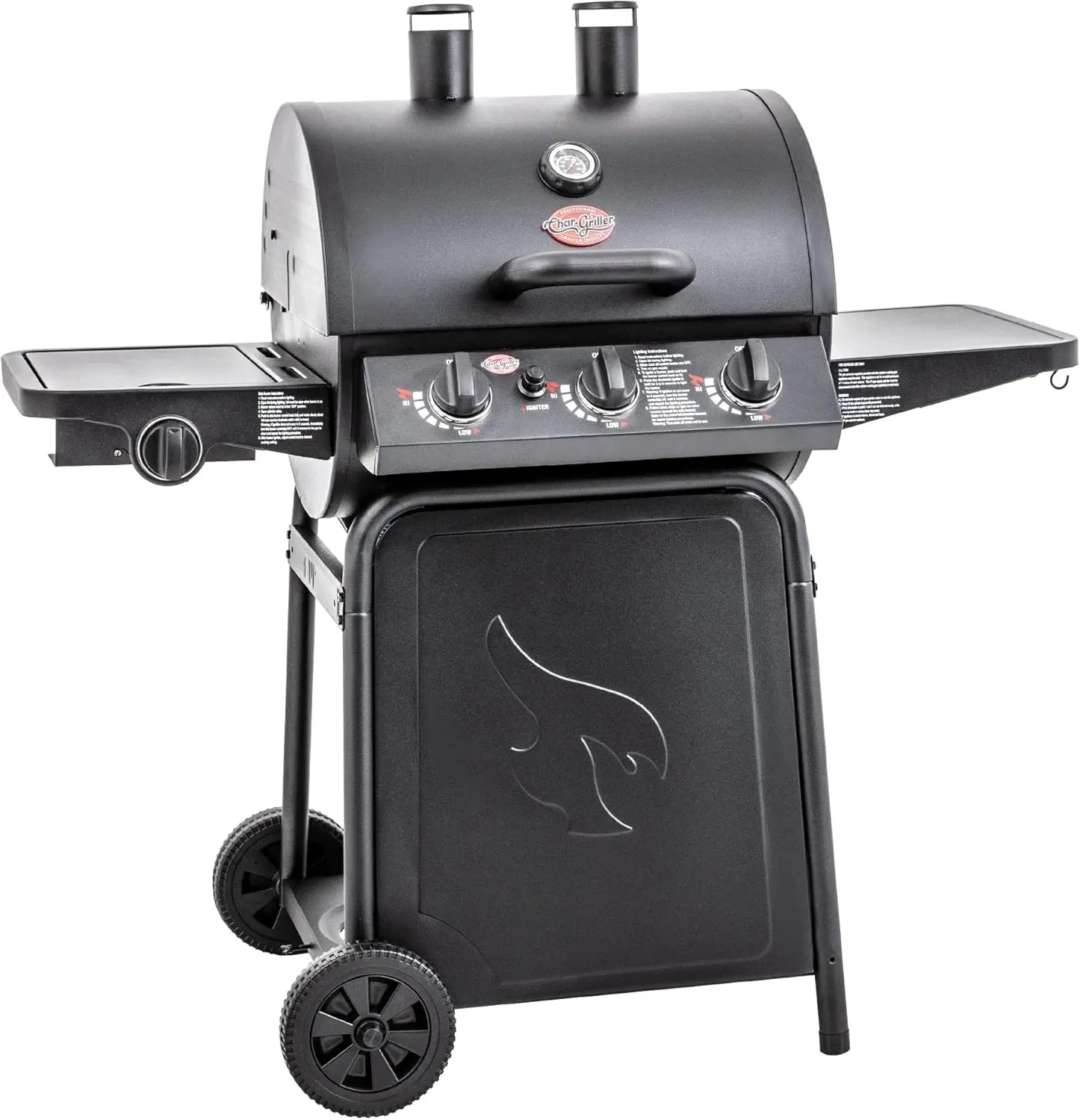 Pro 3-Burner Propane Gas Grill in Black with 40,800 BTU, Cast Iron Grates and Warming Racks, 630 Cooking