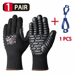 1 Pair Lightweight Anti-Vibration Gloves for Power Tools with Glove Clip - Reduces Fatigue, for Grinders, Saws, Mowers