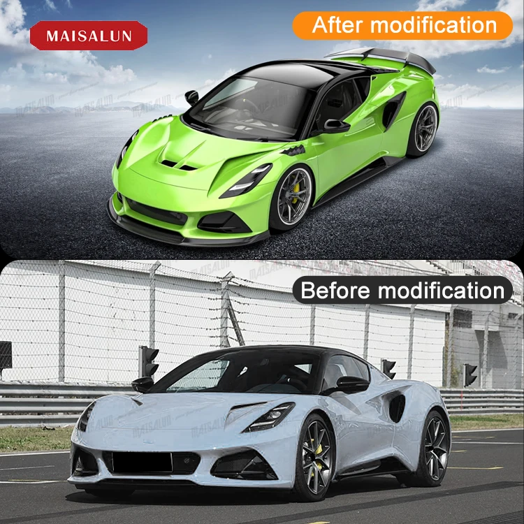 Autoteile Autozubehör Body Kit für Lotus Emira bis v Style Frontlippe Hood Seitenschweller Heckdiffusor Spoiler Body Kit