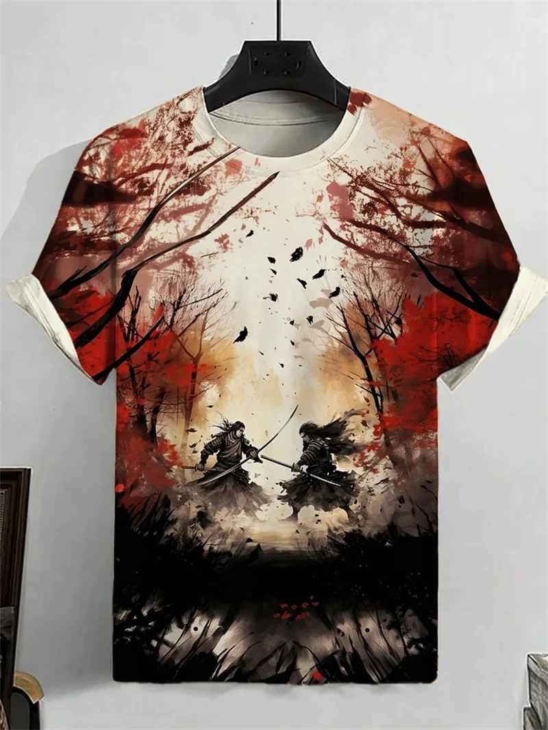 Japanese Ukiyo-e Graphic T Shirts For Men Fashion Trend Short Sleeve 3D Printed Summer T-shirts Cool Streetwear Harajuku Tees