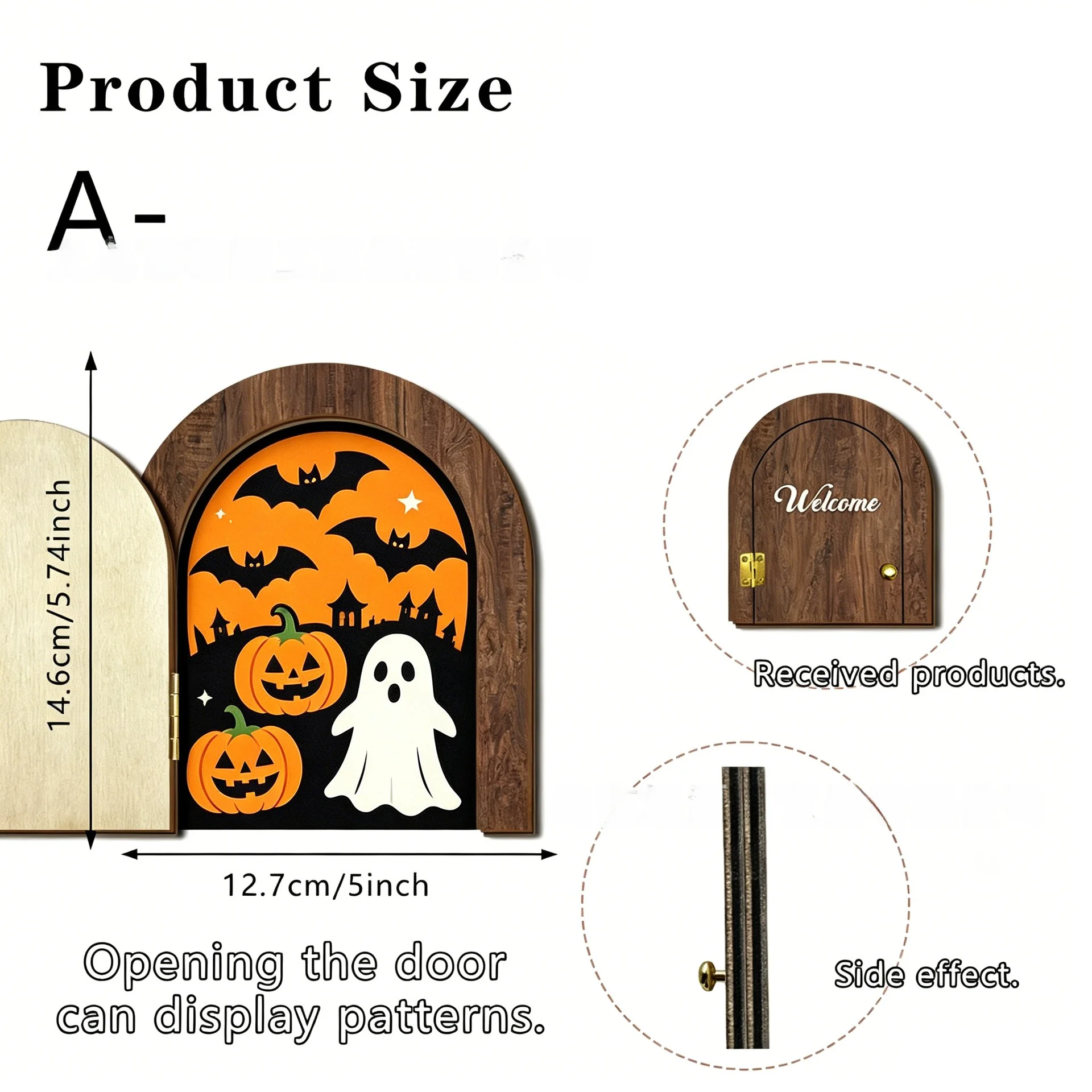 Personalized Custom Photo Wooden Blind Box Ornament Simulated Casement Mini Elf Door Halloween Theme Indoor Home Decor Gift view 5