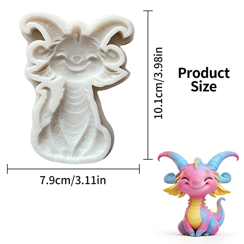 Cute little dragon silicone mold, reusable resin mold, clay and plaster mold, DIY decorative handmade mold view 2