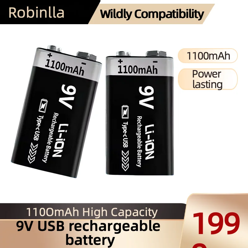 

9V 1100mAh Rechargeable Battery with USB Port. Ideal for Remote Control Helicopters and Models (6F22)