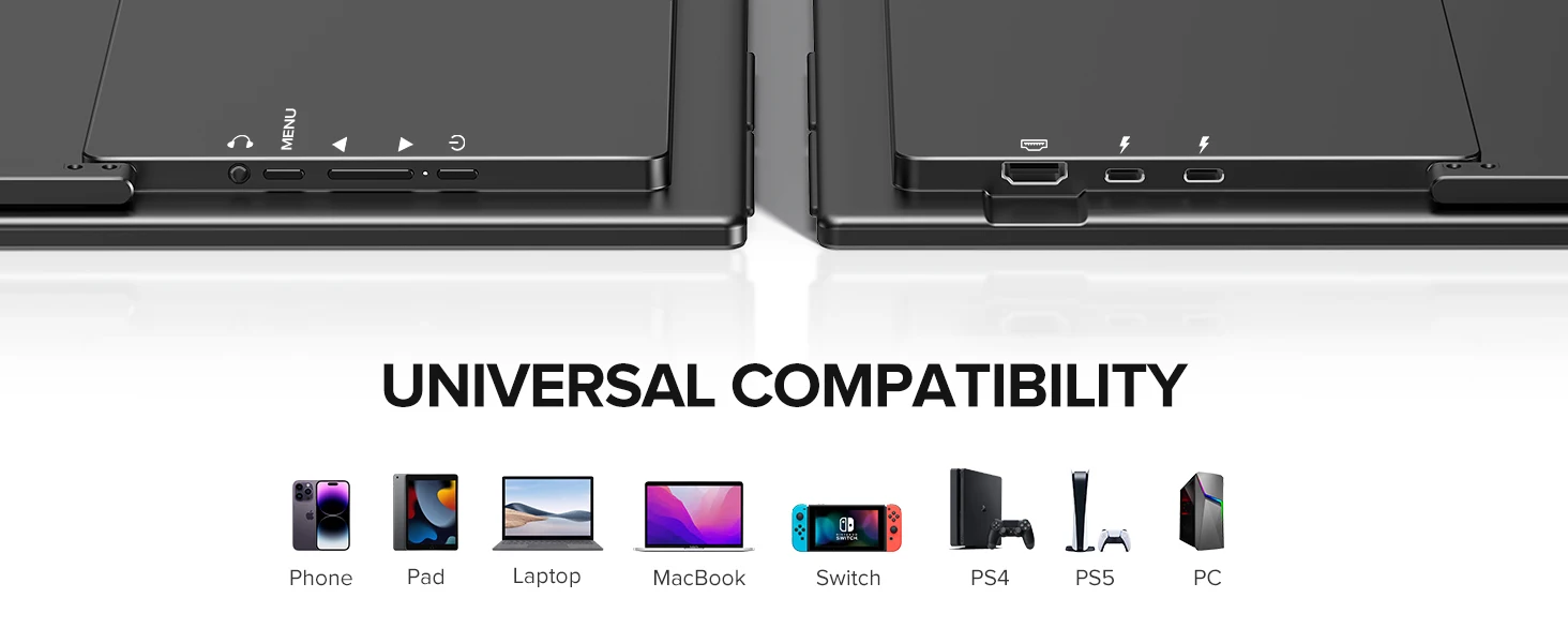 UPERFECT 24 Zoll 120 Hz tragbarer Gaming-Monitor FHD 180 ° Einstellbares großes Laptop-Display, externer zweiter Bildschirm für PC-Telefon, Steamdeck – Detail 16