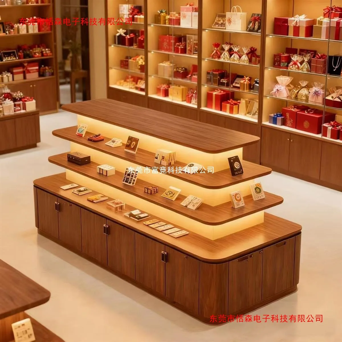 display stand display case tea shop merchandise store double-sided gift jewelry cabinet display stand wood-based panel counter