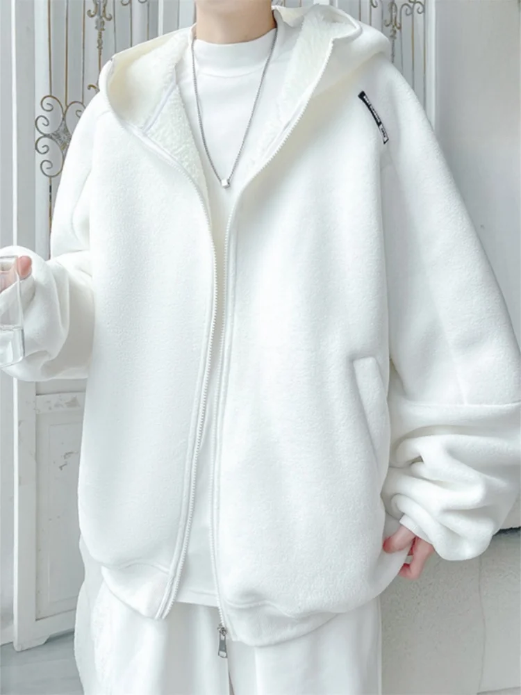 

Мужская толстовка с капюшоном, утепленная флисом, свободного кроя, осенне-зимняя, повседневная, немнущаяся, износостойкая, молодежная, на молнии