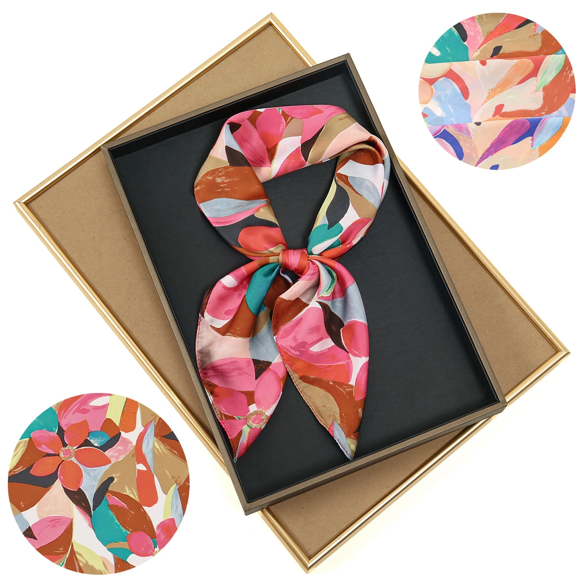 

70*70cm Graffiti Printed Square Scarf Colorful Floral Bandana Women Silk Satin Neckerchief Girl's Handkerchief Bag Accessories