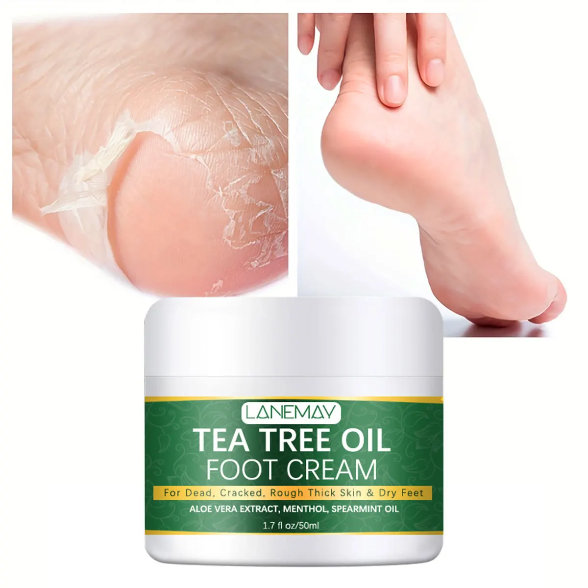 

Green Tea Foot Cream Moisturizing Anti-peeling Anti-drying Crack Improving Rough Hydrating Moisturizing Foot Cream 50g Skincare